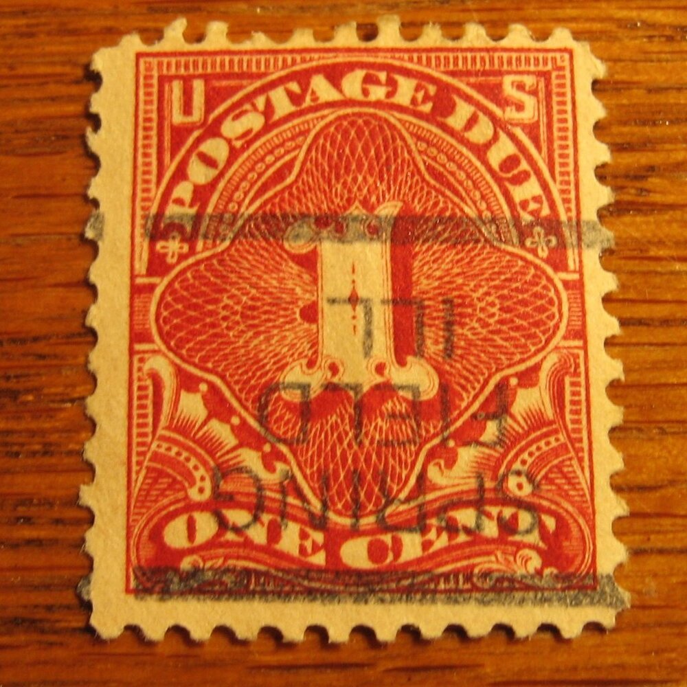 1894 1 Cent Postage Due Stamp Unwatermarked Perforated 12 Vermillion